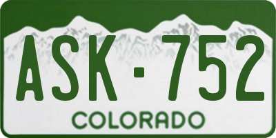 CO license plate ASK752