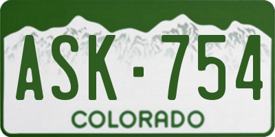 CO license plate ASK754