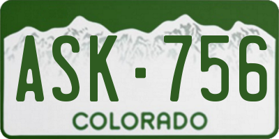 CO license plate ASK756