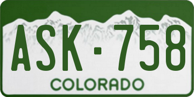CO license plate ASK758