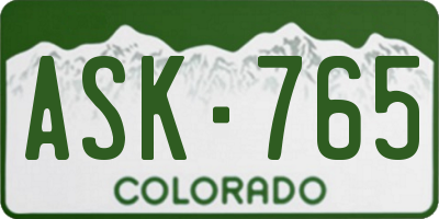 CO license plate ASK765