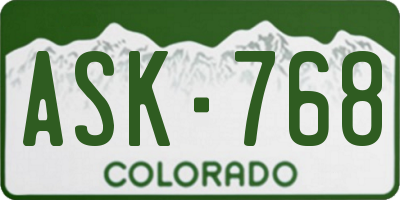 CO license plate ASK768