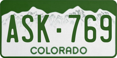 CO license plate ASK769