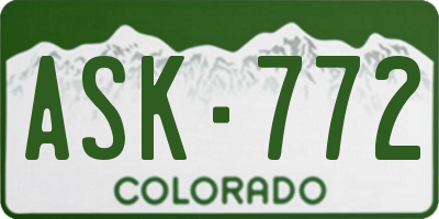 CO license plate ASK772