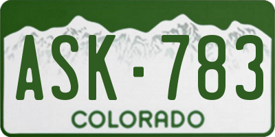 CO license plate ASK783