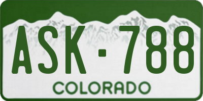 CO license plate ASK788