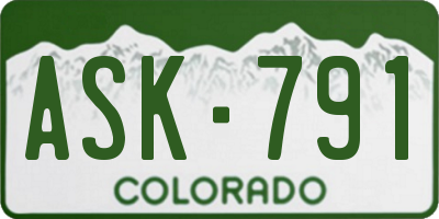 CO license plate ASK791
