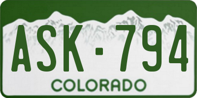 CO license plate ASK794