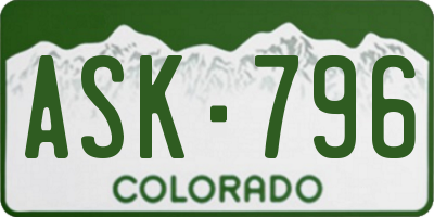 CO license plate ASK796