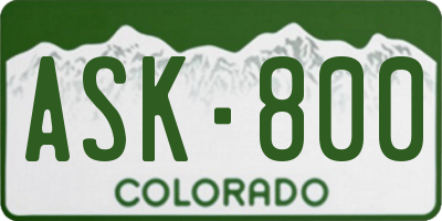 CO license plate ASK800