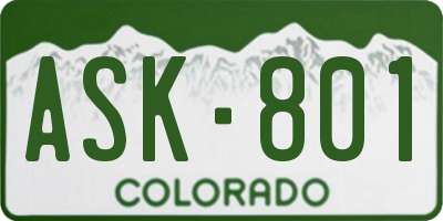 CO license plate ASK801