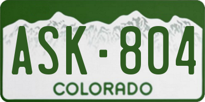 CO license plate ASK804