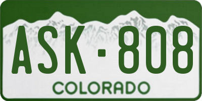 CO license plate ASK808
