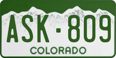 CO license plate ASK809
