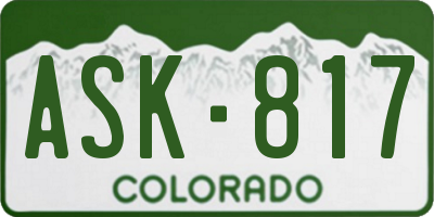 CO license plate ASK817