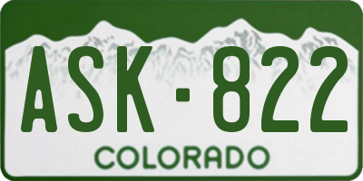 CO license plate ASK822