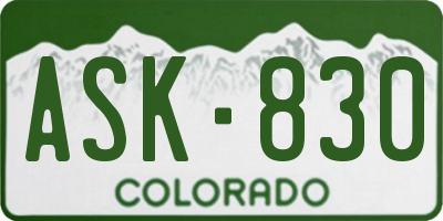 CO license plate ASK830