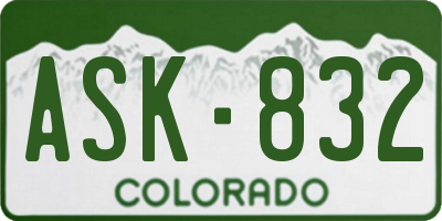CO license plate ASK832