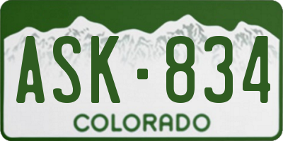CO license plate ASK834
