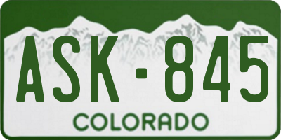 CO license plate ASK845
