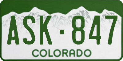 CO license plate ASK847