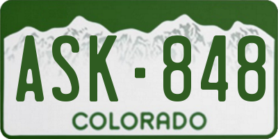 CO license plate ASK848