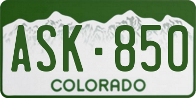 CO license plate ASK850