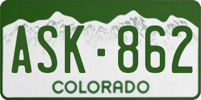 CO license plate ASK862
