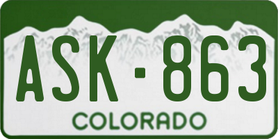 CO license plate ASK863