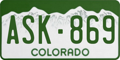 CO license plate ASK869
