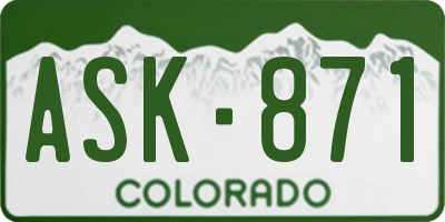CO license plate ASK871