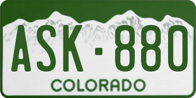CO license plate ASK880