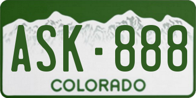 CO license plate ASK888