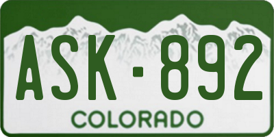 CO license plate ASK892