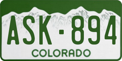 CO license plate ASK894
