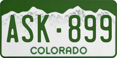 CO license plate ASK899