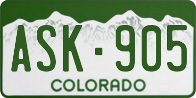 CO license plate ASK905