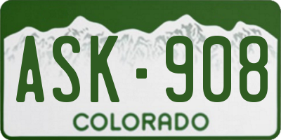 CO license plate ASK908