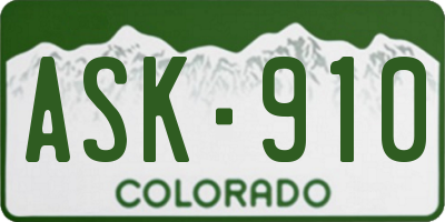 CO license plate ASK910