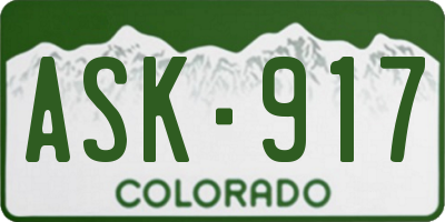 CO license plate ASK917