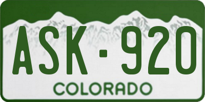 CO license plate ASK920