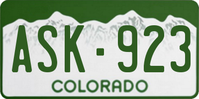 CO license plate ASK923