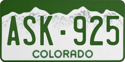 CO license plate ASK925