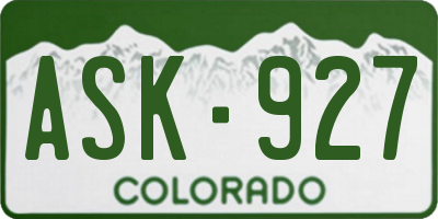CO license plate ASK927