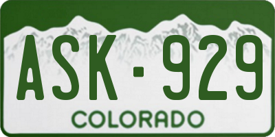 CO license plate ASK929