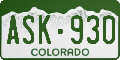 CO license plate ASK930