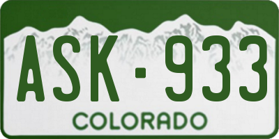 CO license plate ASK933