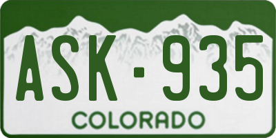 CO license plate ASK935