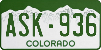 CO license plate ASK936