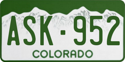 CO license plate ASK952